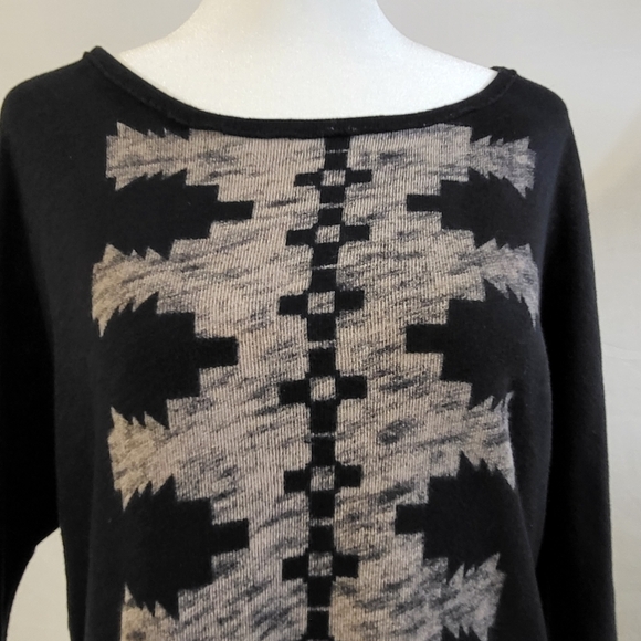 Women's Pull&Bear sweater small pre-owned used great blue patterned aztec - Picture 3 of 8